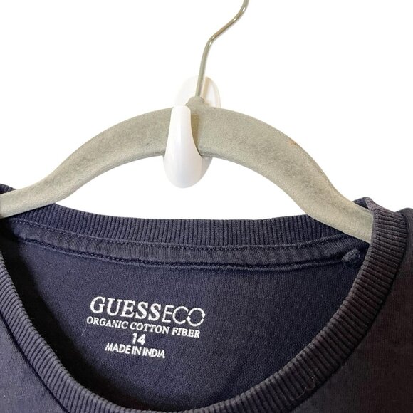 Guess Youth Boys Navy‎ Blue Organic Cotton Triangle Embroidered Logo T-Shirt 14 - Picture 5 of 6